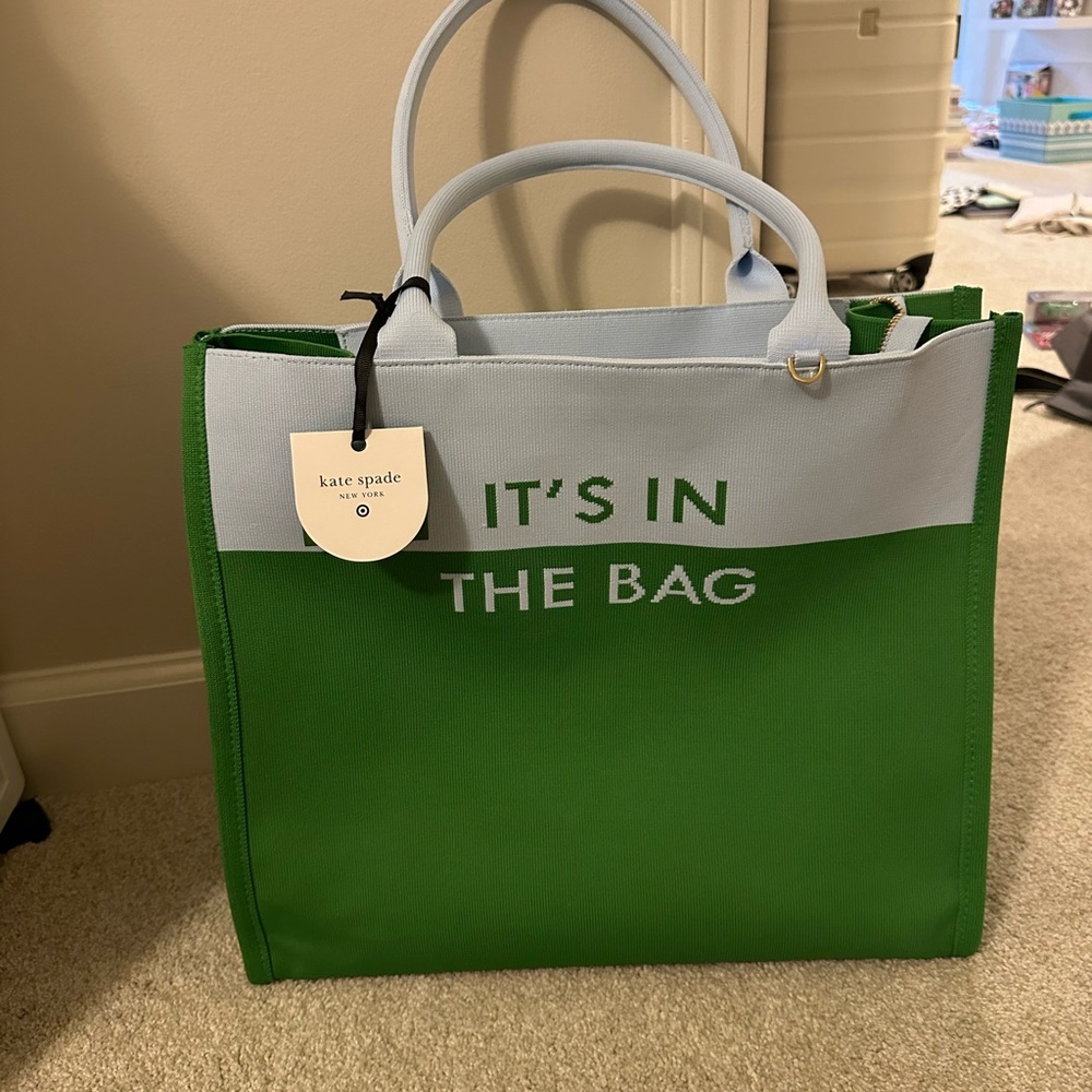 Kate Spade x Target - Colorblock Knit Tote Bag Green/Blue - NEW - Picture 5 of 16